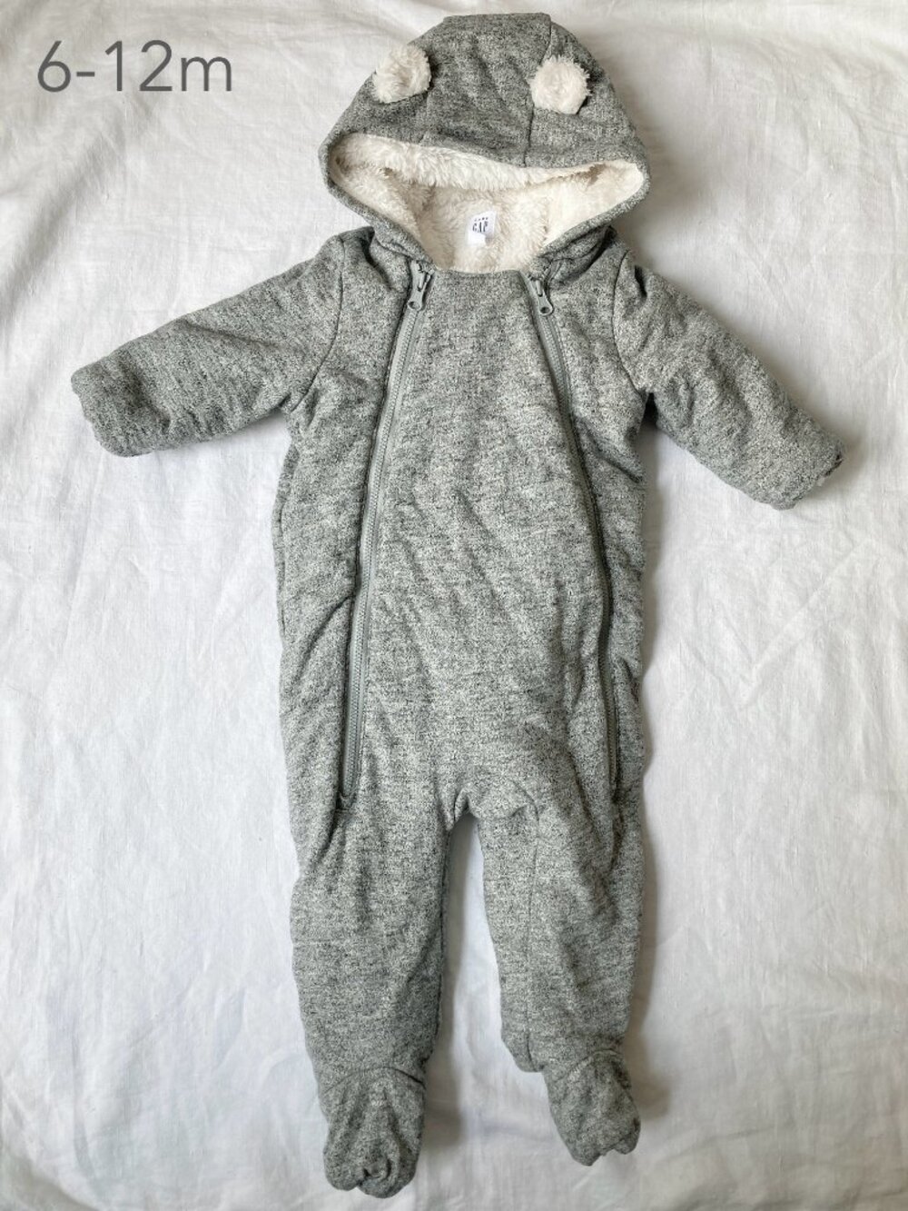 GAP 6-12 Months Baby Heather Grey Winter Bunting Suit Cold Weather Warm